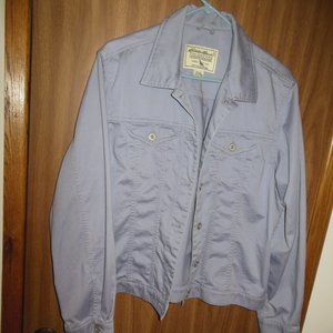 Women's Light Blue Eddie Bauer Button Down Collared Cotton Denim Jean Jacket L